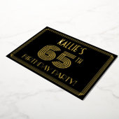 65e verjaardag — Art Deco Style "65" + Naam Folie Uitnodiging (Gedraaid)