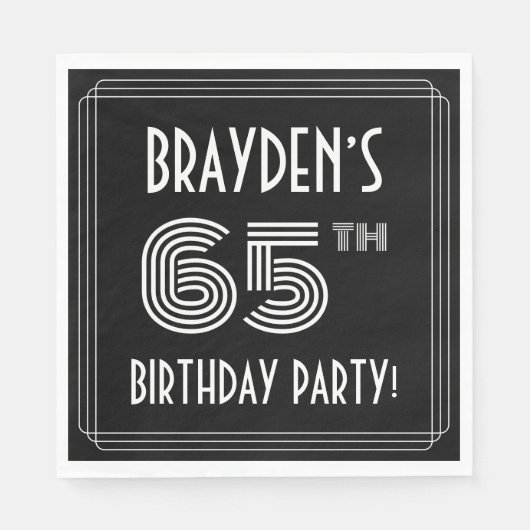 65e verjaardag: Art Deco Style + aangepaste naam Servet (Voorkant)