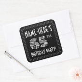 65e verjaardag: Art Deco Style en aangepaste naam Vierkante Sticker (Envelop)