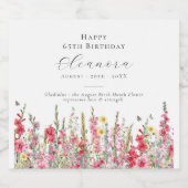 65e Verjaardag Augustus Geboorte Bloem Party Suppl Sparkling Wijnetiket (Enkel label)