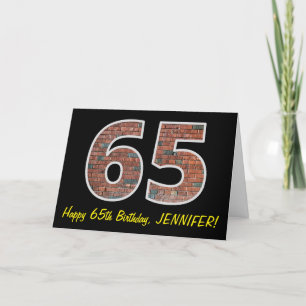 65e verjaardag - bakstenen muurpatroon "65" w / na kaart
