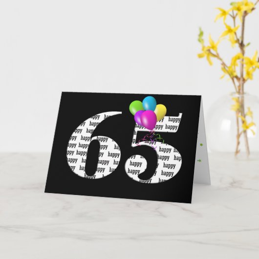 65e verjaardag ballon boeket kaart (Gele Bloem)