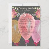 65e verjaardag Ballonnen Bloemen en Lichten Uitnod Kaart (Voorkant)