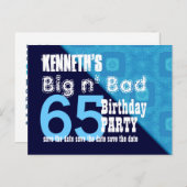 65e verjaardag Bewaar de datum Blue Diagonal V02A1 Aankondigingskaart (Voorkant / Achterkant)