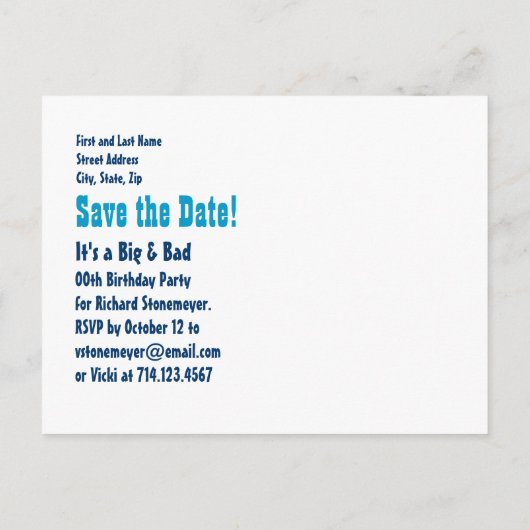 65e verjaardag Bewaar de datum Blue Diagonal V02A1 Aankondigingskaart (Achterkant)