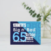 65e verjaardag Bewaar de datum Blue Diagonal V02A1 Aankondigingskaart (Staand voorkant)