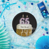 65e verjaardag bier met kaarsen papieren bordje (Feest)