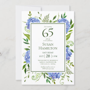 65e verjaardag Blauwe Hortensia's Kaart