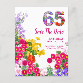 65e verjaardag bloemenmodern Save The Date Aankondigingskaart