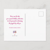 65e verjaardag bloemenmodern Save The Date Aankondigingskaart (Achterkant)