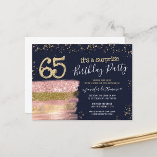 65e verjaardag Briefkaart Glitter Cake Surprise Pa
