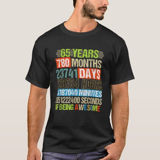 65e Verjaardag Cadeaus Grappig Aftellen 65 jaar Ou T-shirt (Voorkant)