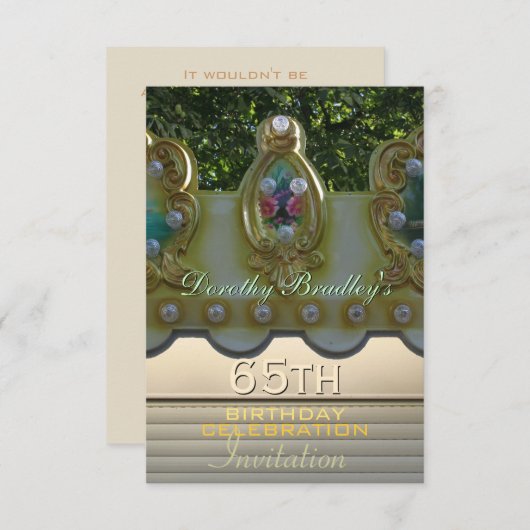 65e verjaardag Carrousel Custom Invite Kaart (Voorkant / Achterkant)