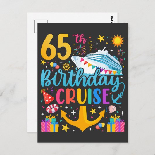 65e verjaardag Cruise B-Day Party Briefkaart (Voorkant / Achterkant)