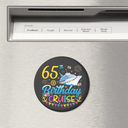 65e verjaardag Cruise B-Day Party Circle Magneet (Insitu (Vaatwasser))