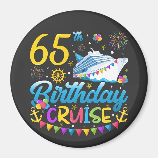 65e verjaardag Cruise B-Day Party Circle Magneet (Voorkant)