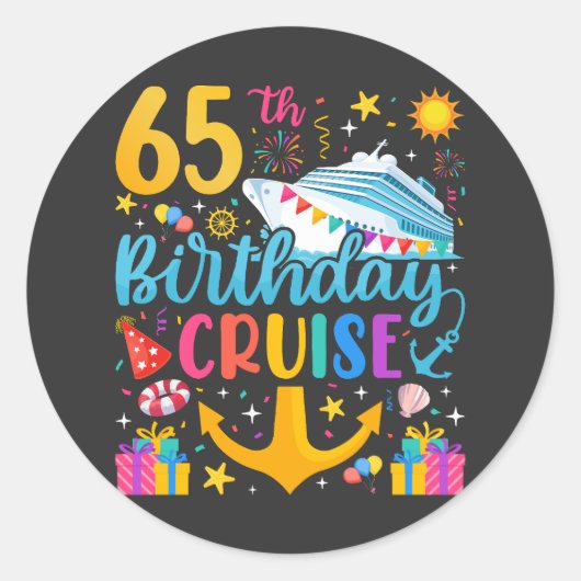 65e verjaardag Cruise B-Day Party Ronde Sticker (Voorkant)