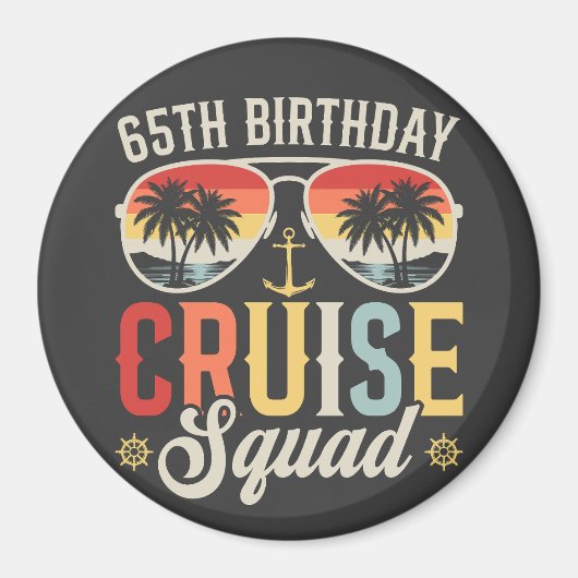 65E Verjaardag Cruise Squad Familie Matching Circl Magneet (Voorkant)