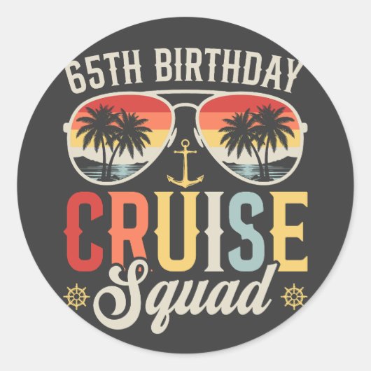 65E Verjaardag Cruise Squad Familie Matching Ronde Sticker (Voorkant)