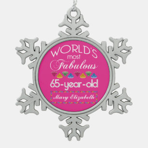 65e verjaardag De meest verbluffende kleurrijke Pa Tin Sneeuwvlok Ornament