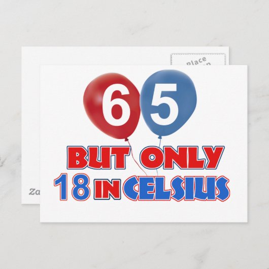 65e verjaardag design briefkaart (Voorkant / Achterkant)