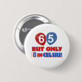 65e verjaardag design ronde button 5,7 cm (Voorkant /achterkant)