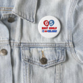 65e verjaardag design ronde button 5,7 cm (In situ)