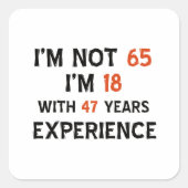 65e verjaardag design vierkante sticker (Voorkant)