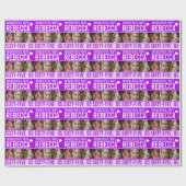 65e verjaardag drie foto's paarse geweldige vrouw cadeaupapier (Vlak)