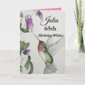 65e verjaardag Elegant Hummingbird Waterverf Kaart (Voorkant)