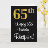 65e verjaardag ~ Elegant Luxe Faux Gold Look # Kaart (Gele Bloem)