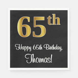65e verjaardag ~ Elegant Luxe Faux Gold Look # Servet