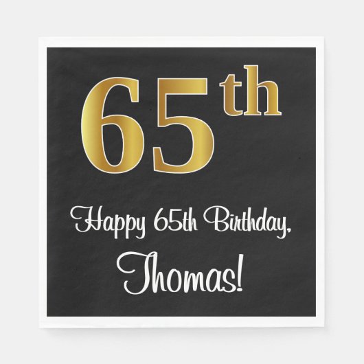 65e verjaardag ~ Elegant Luxe Faux Gold Look # Servet (Voorkant)
