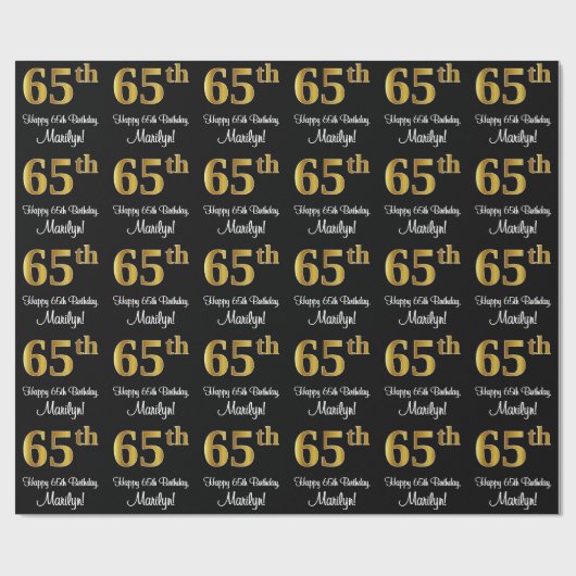 65e verjaardag: Elegante luxe Faux Gold look # Cadeaupapier (Vlak)