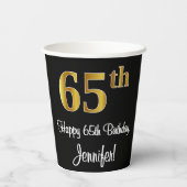 65e verjaardag - Elegante luxe Faux Gold look # Papieren Bekers (Achterkant)