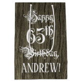 65e verjaardag: Fancy, Faux Wood Kijk + Aangepaste Medium Cadeauzakje (Achterkant)