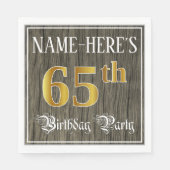 65e verjaardag — Faux Gold & Faux Wood Ziet er uit Servet (Voorkant)