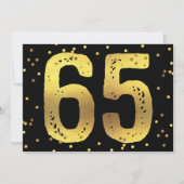 65e verjaardag Faux Gold Foil Confetti Black Kaart (Voorkant)