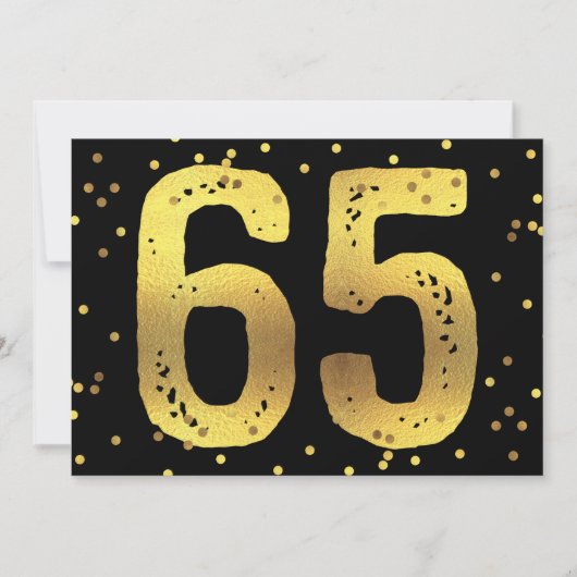 65e verjaardag Faux Gold Foil Confetti Black Kaart (Voorkant)