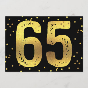 65e verjaardag Faux Gold Foil Confetti Black Kaart