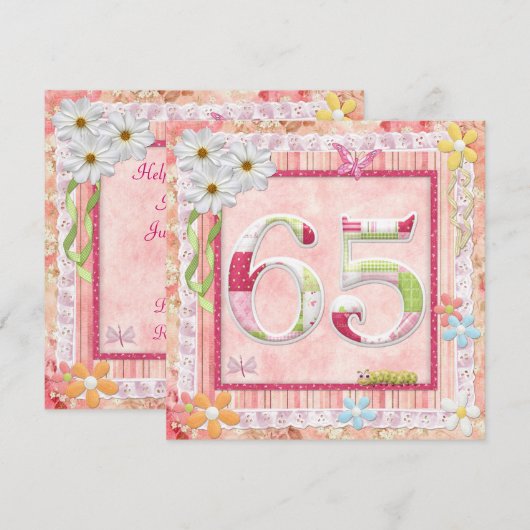 65e verjaardag feest scrapbooking stijl kaart (Voorkant / Achterkant)