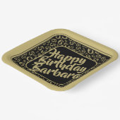 65e verjaardag feestnummer patroon zwart goud papieren bordje (Gebogen)