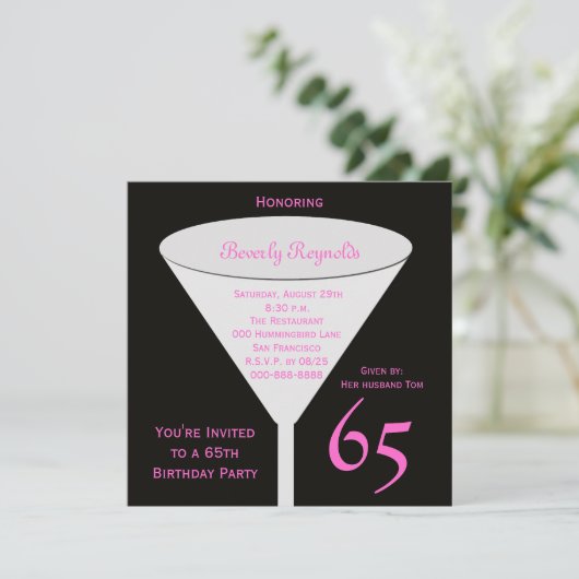 65e verjaardag feestuitnodiging 65e toast kaart (Staand voorkant)
