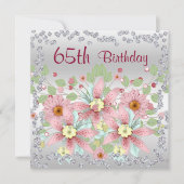 65e verjaardag Floral Display & Diamonds Kaart (Voorkant)
