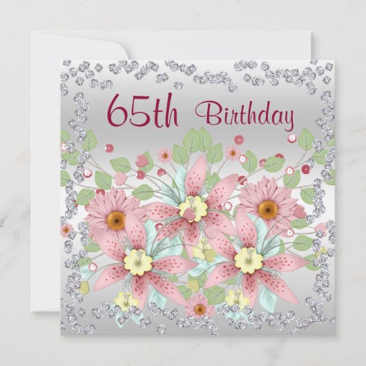 65e verjaardag Floral Display & Diamonds Kaart (Voorkant)