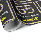 65e verjaardag: Floral Flowers Number, Custom Name Cadeaupapier (Rol Hoek)