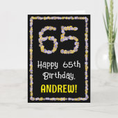 65e verjaardag: Floral Flowers Number, Custom Name Kaart (Voorkant)
