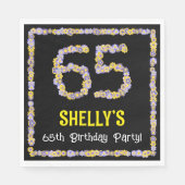 65e verjaardag: Floral Flowers Number, Custom Name Servet (Voorkant)