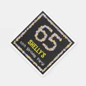 65e verjaardag: Floral Flowers Number, Custom Name Servet (Hoek)