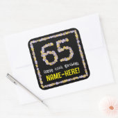 65e verjaardag: Floral Flowers Number, Custom Name Vierkante Sticker (Envelop)
